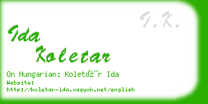ida koletar business card